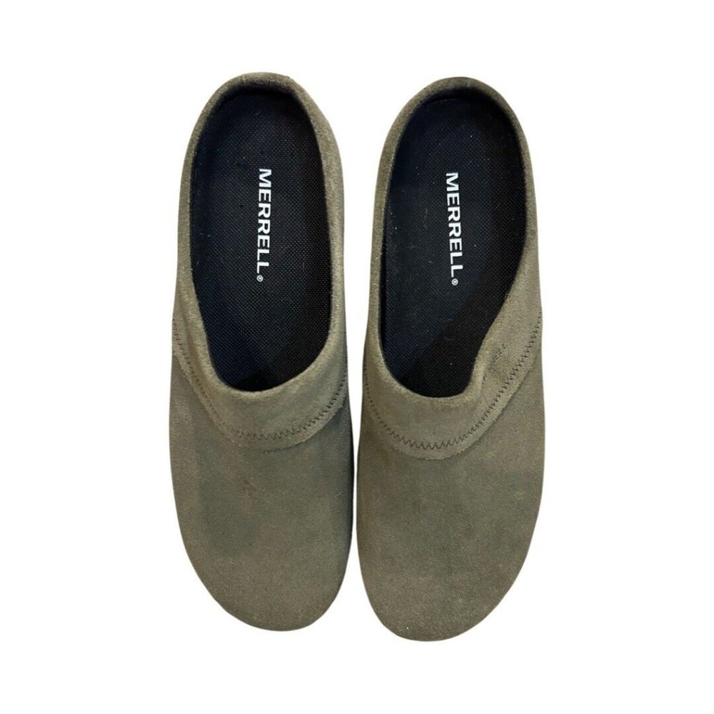 Merrell Juno Womens Size 10 Olive Suede Slip On Clogs Flats Shoes